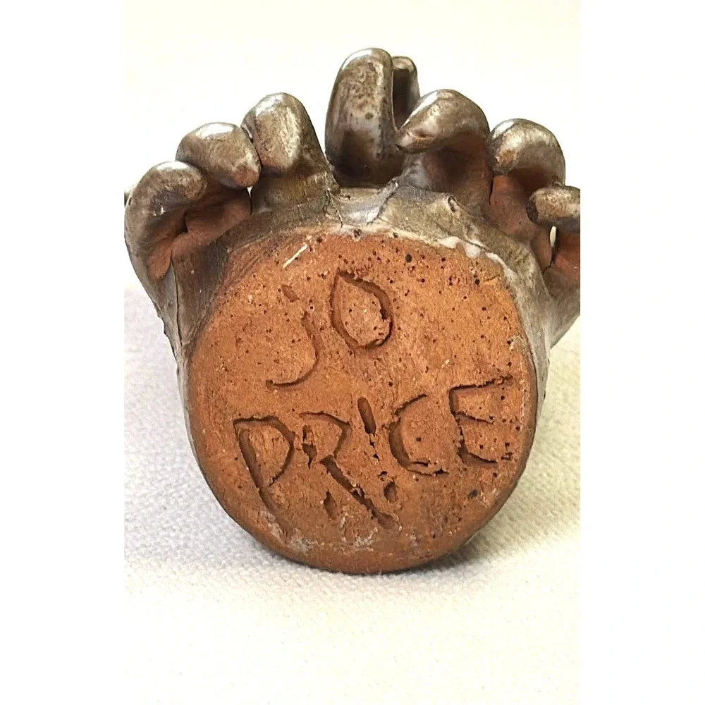 Jo Price Studio Pottery Owl Votive Holder Brown Brutalist Handmade HobbyPotter